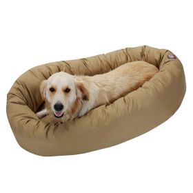Poly/Cotton Bagel Pet Bed For Dogs, Khaki (Color: Green, size: medium(32"))